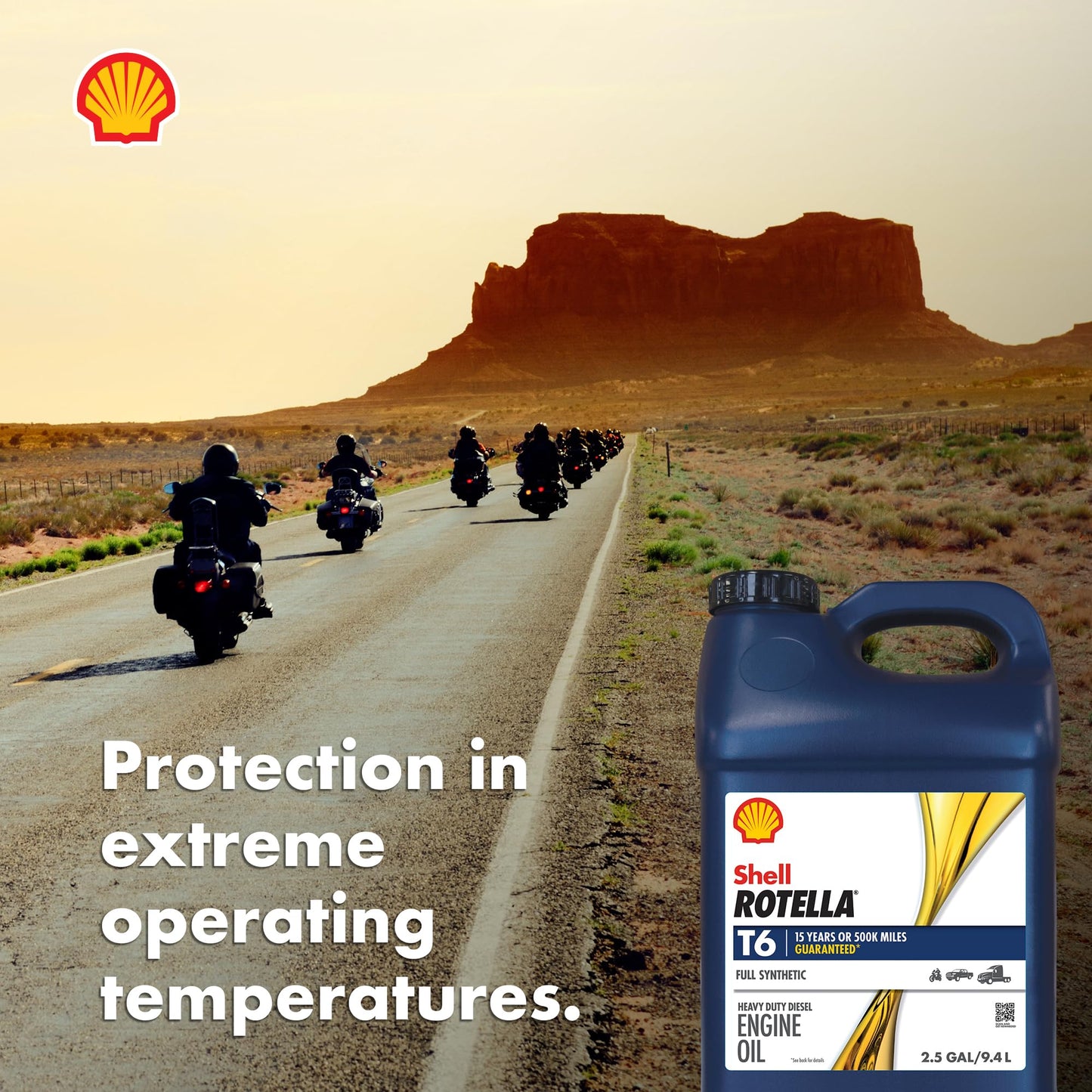 Shell Rotella T6 Full Synthetic 15W-40 Motor Oil, 1 Gallon (3 Pack)