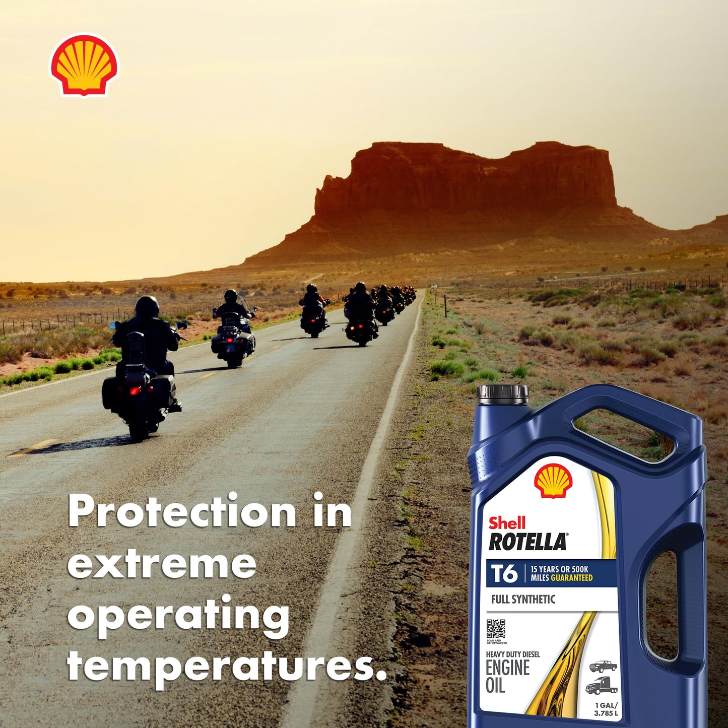 Shell Rotella T6 Full Synthetic 15W-40 Motor Oil, 1 Gallon (3 Pack)