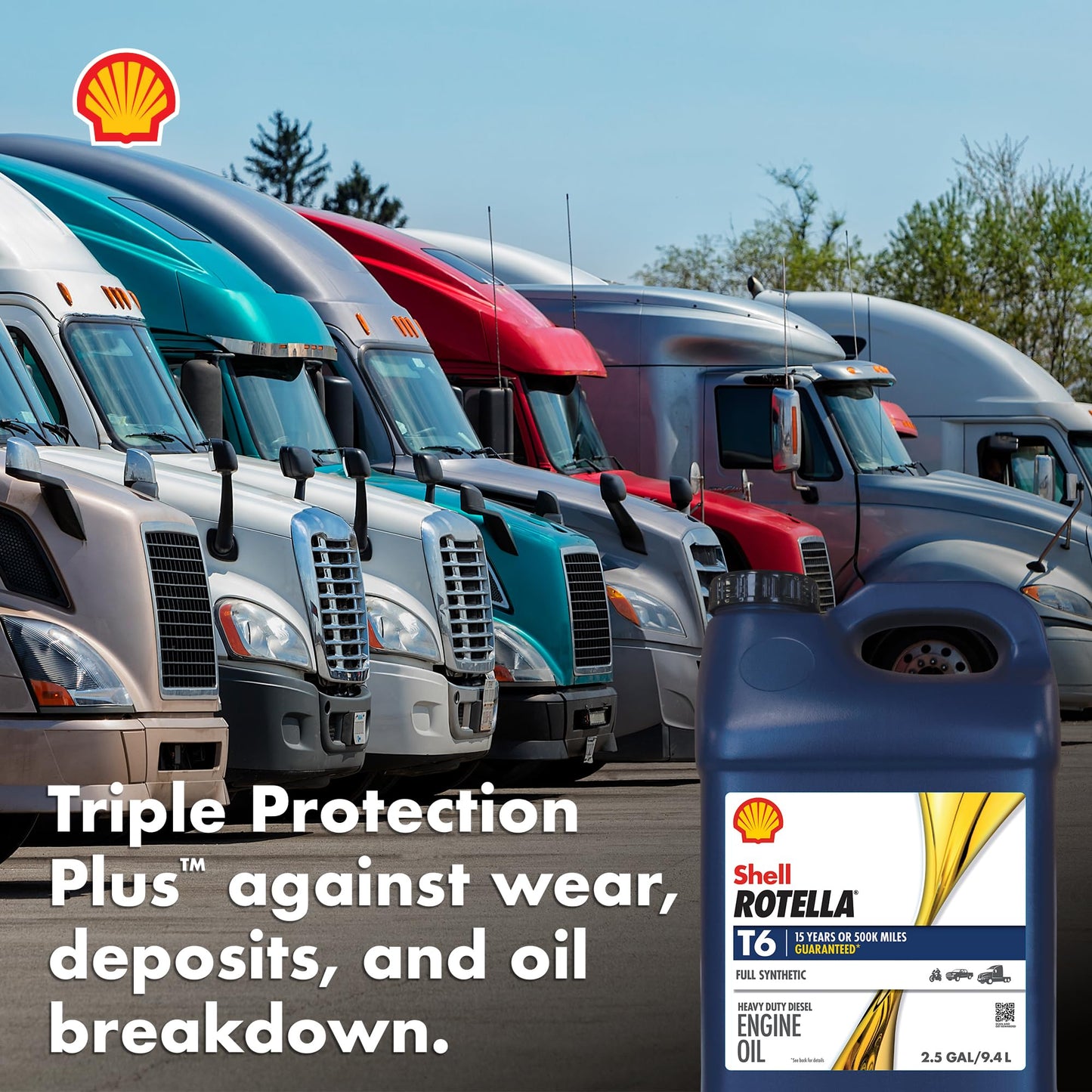 Shell Rotella T6 Full Synthetic 15W-40 Motor Oil, 1 Gallon (3 Pack)