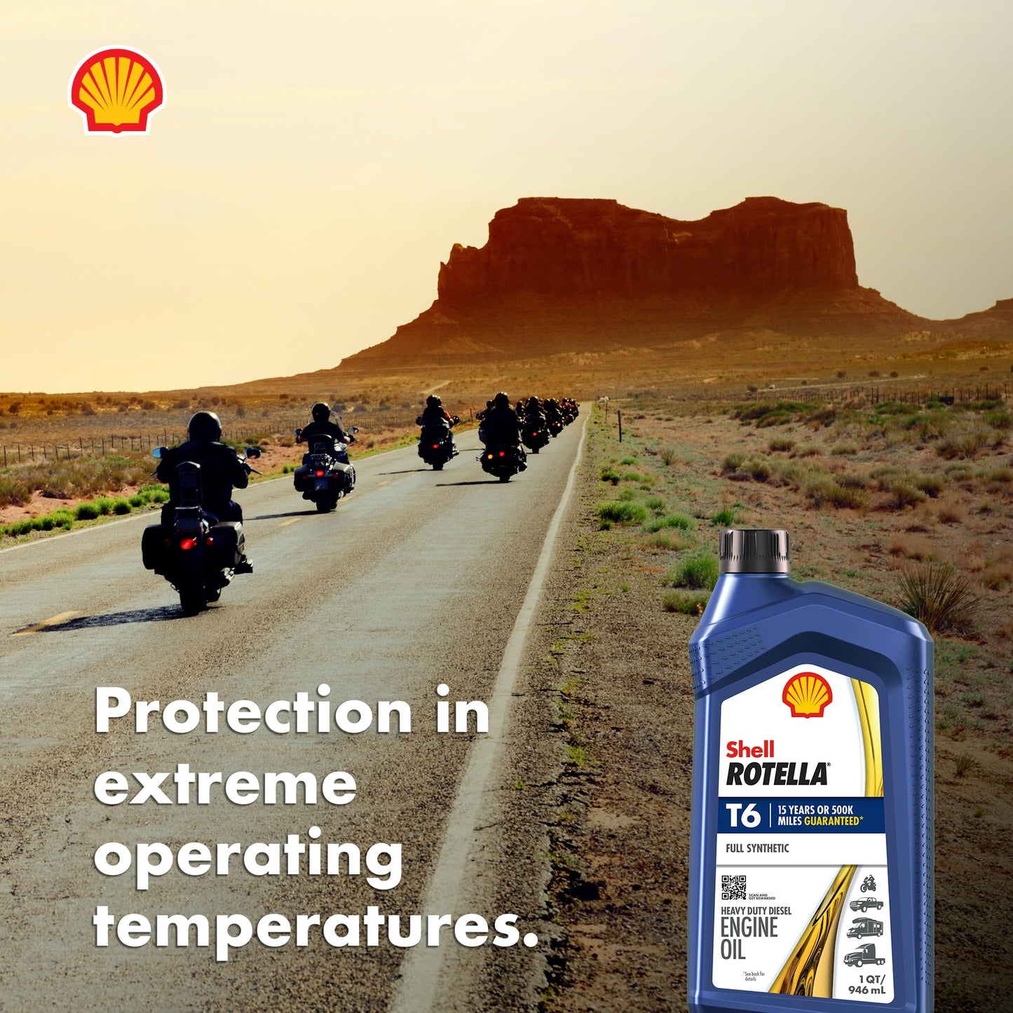 Shell Rotella T6 Full Synthetic 15W-40 Motor Oil, 1 Gallon (3 Pack)