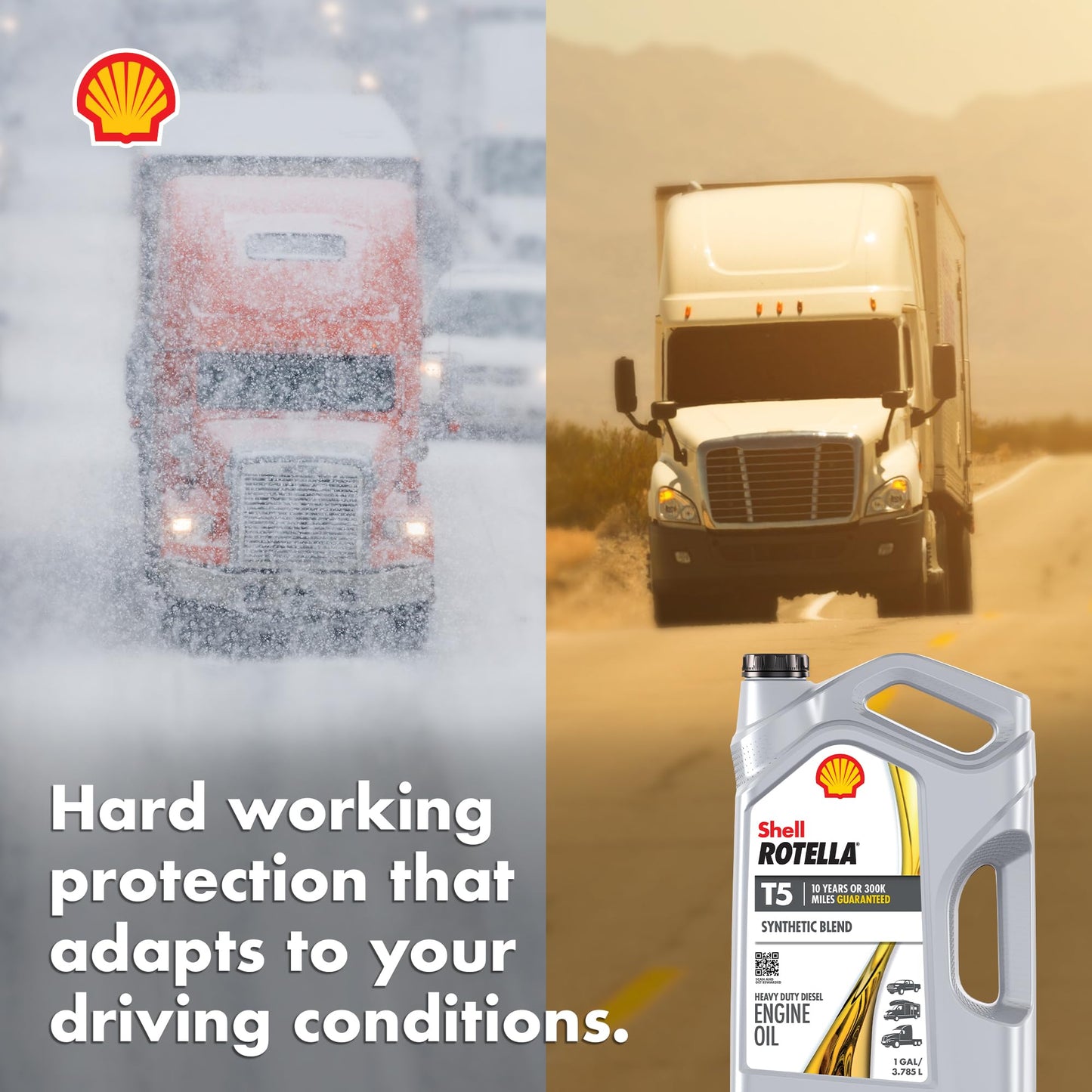 Shell Rotella T5 Synthetic Blend 15W-40 Motor Oil, 1 Gallon (3 Pack)