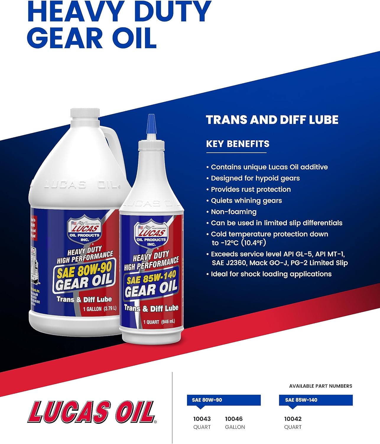 Lucas Oil 10046 SAE 80W-90 Heavy Duty Gear Oil - 1 Gallon