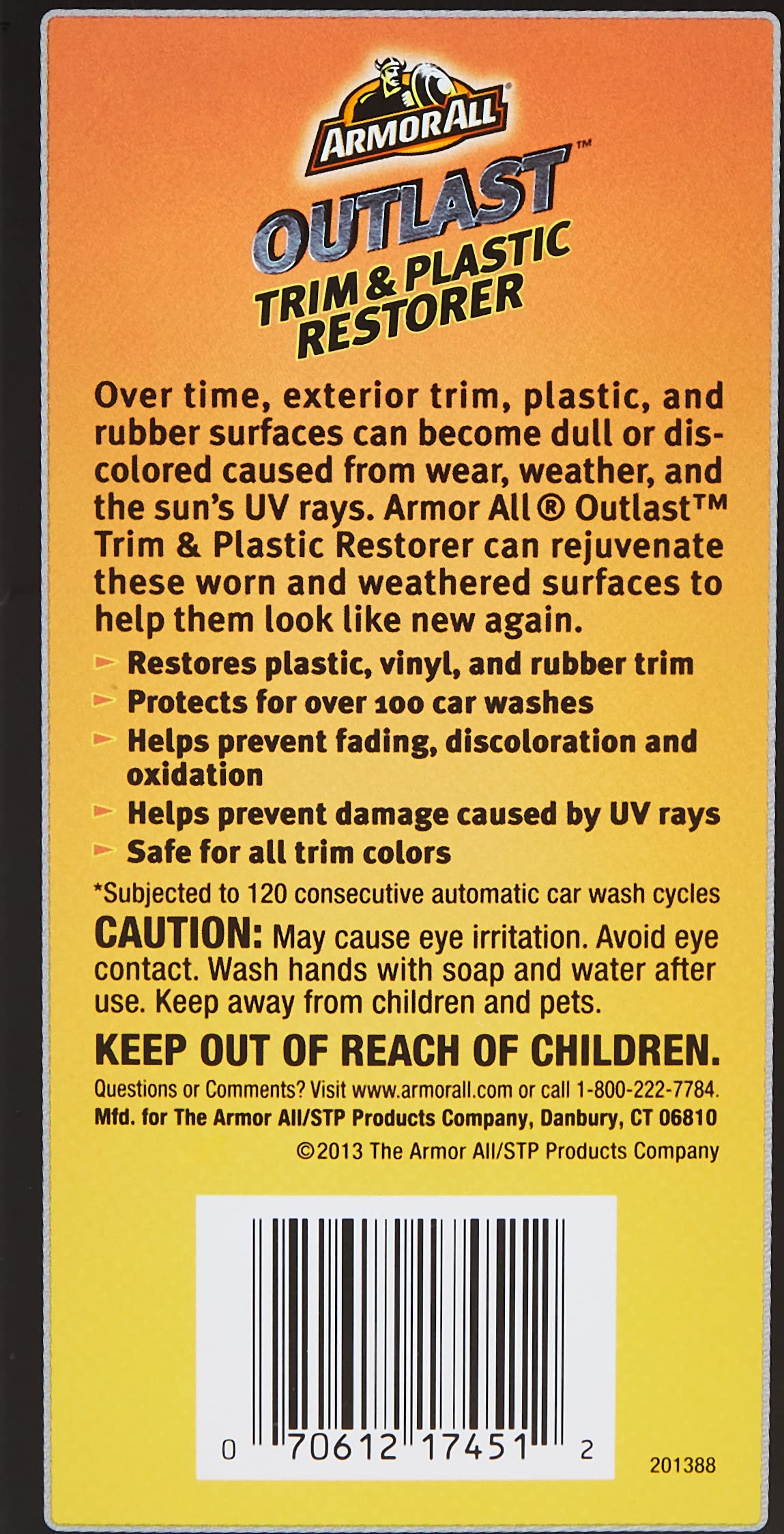 Armor All Outlast Car Trim & Plastic Cleaner , Cleans Cars, Trucks, and Motorcycles, 8 Oz