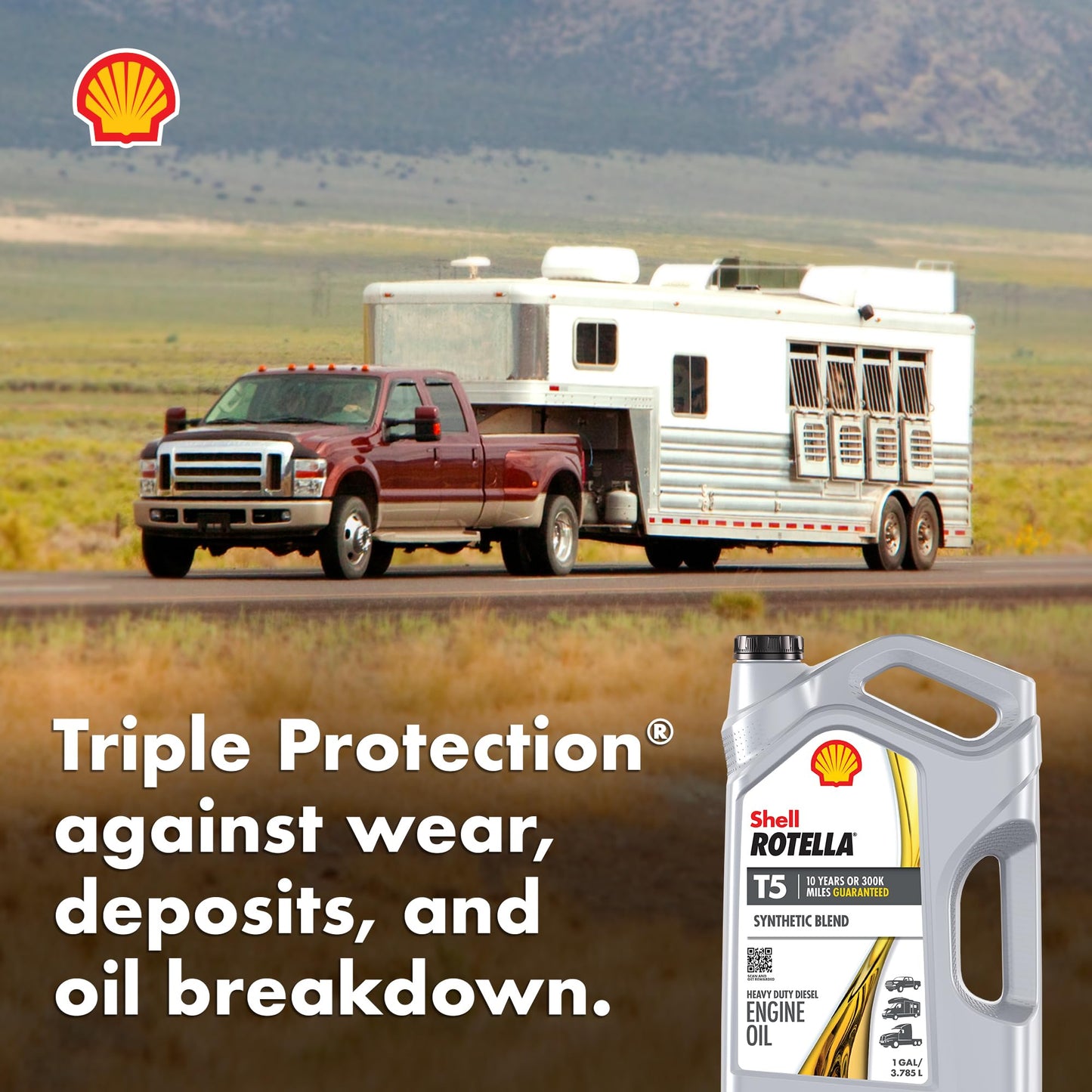 Shell Rotella T5 Synthetic Blend 15W-40 Motor Oil, 1 Gallon (3 Pack)