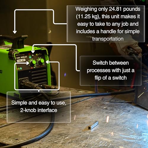 Forney 271 Easy Weld 140 MP Multi-Process Welder - Versatile 3-in-1 Welding Machine for MIG, DC TIG, and Stick Welding Application