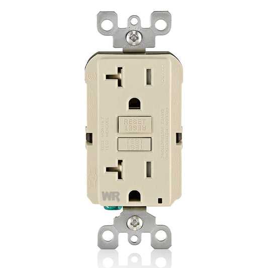 Leviton GFWT2-W Self-test SmartlockPro Slim GFCI Weather-Resistant and Tamper-Resistant Receptacle with LED Indicator, 20-Amp, White
