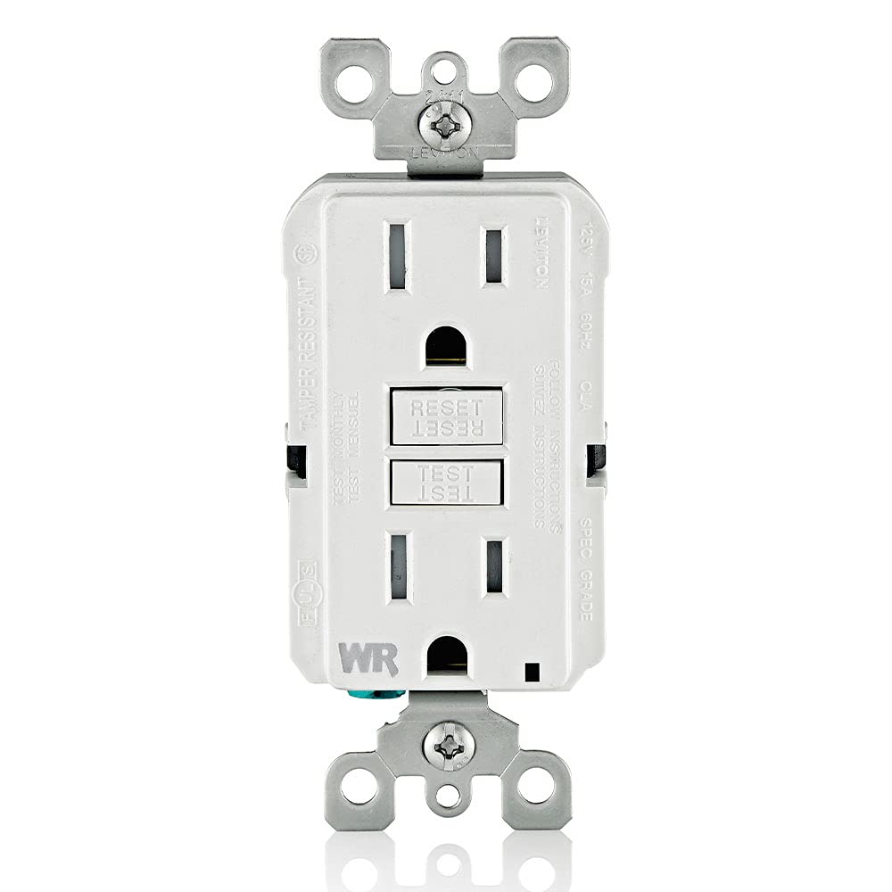 Leviton GFWT2-W Self-test SmartlockPro Slim GFCI Weather-Resistant and Tamper-Resistant Receptacle with LED Indicator, 20-Amp, White