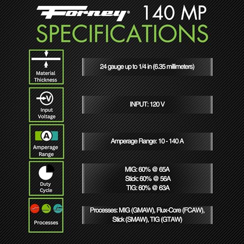 Forney 271 Easy Weld 140 MP Multi-Process Welder - Versatile 3-in-1 Welding Machine for MIG, DC TIG, and Stick Welding Application