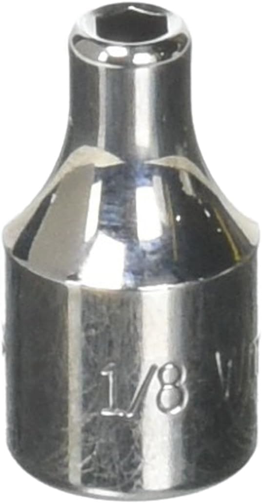 Williams JHWM-604 1/4-Inch Drive Shallow SAE Socket, 6 Point, 1/8-Inch Size, High-Polished Chrome Finish, Designed For Use On 6 Point Fasteners