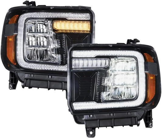 Sequential LED Reflector Headlights compatible with GMC Sierra 1500/2500/3500 2014-2018 (pair)