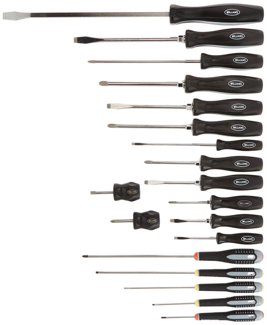 Williams 8-Piece Endurogrip Multi-Size Screwdriver Set, Keystone Slots Hex Bolster & Phillips, Comfort Grip Prevents Slippage, Extra Strength Steel Chrome Blades