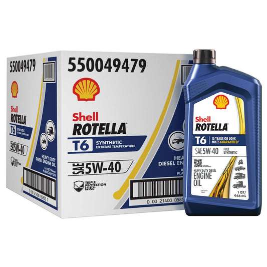 Shell Rotella T6 Full Synthetic 15W-40 Motor Oil, 1 Gallon (3 Pack)