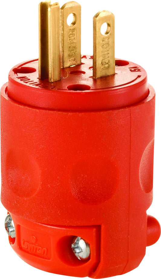 Leviton 515PV-OR 15 Amp, 125 Volt, Grounding Plug, Orange