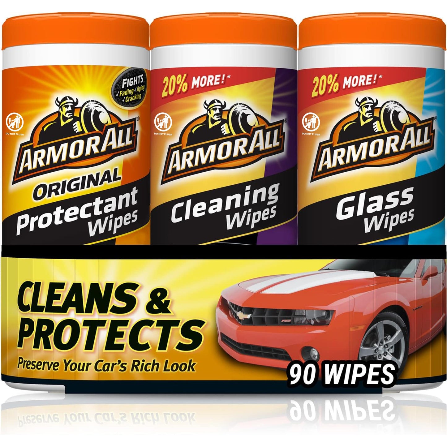 Armor All Car Interior Protectant Wipes, 90 Count Canister, UV Protectant for Vinyl, Rubber, Plastic, Trim and Dashboards
