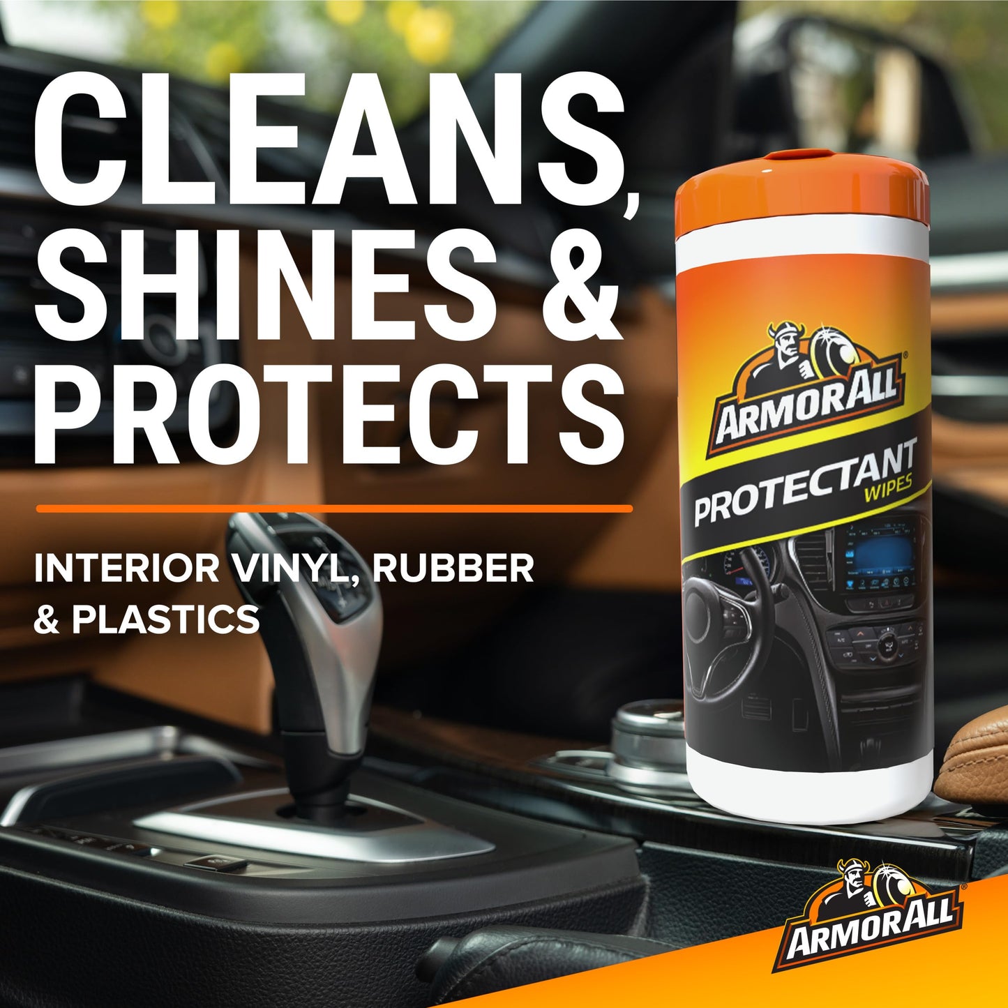 Armor All Car Interior Protectant Wipes, 90 Count Canister, UV Protectant for Vinyl, Rubber, Plastic, Trim and Dashboards