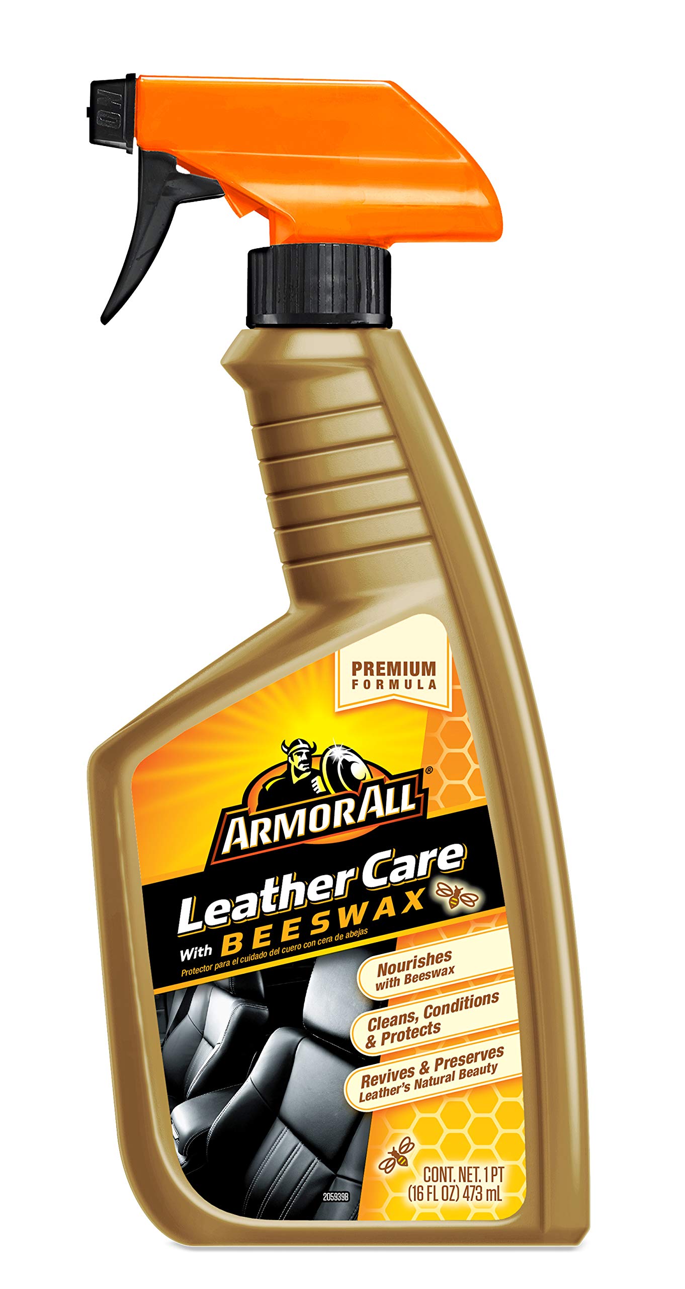 Armor All Car Leather Cleaner Spray, Beeswax Leather Care Spray for Cars, Trucks, Motorcycles, 16 Oz Each